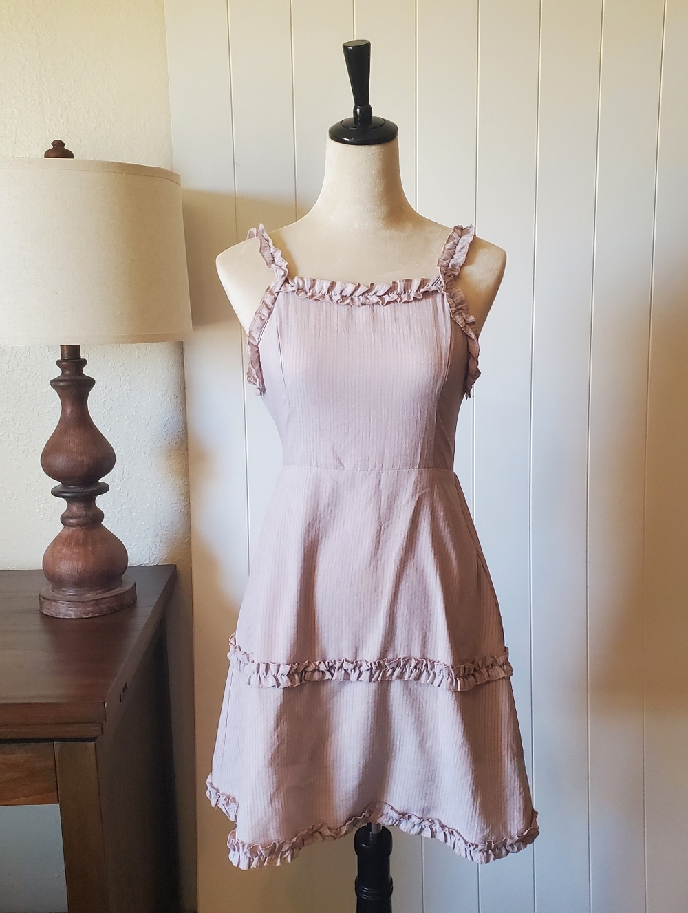 Altar'd State Dusty Rose Ruffle-Trim Mini Dress